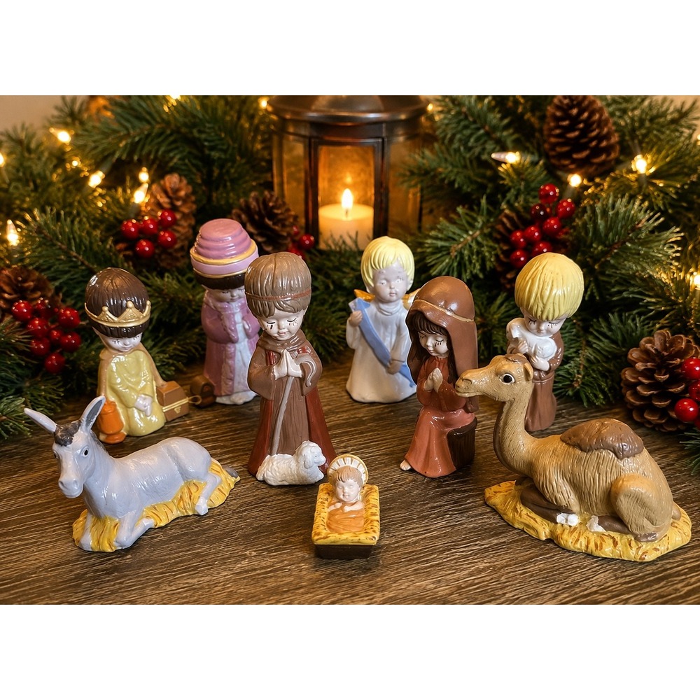 Vintage 80s Nativity Duncan Enterprise Mold Set Ceramic Christmas 5"  9 Pcs Lot